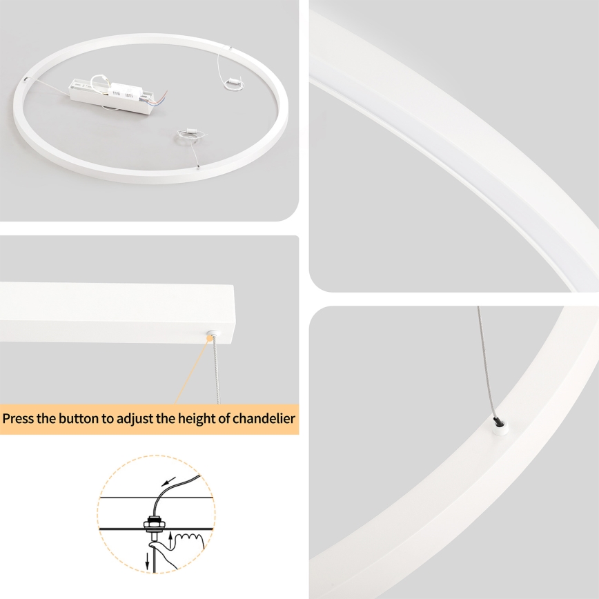 Brilagi - LED luster PORTOFINO na lane, stmievateľný, LED/60W/230V 3000-6000K pr. 80 cm biela + diaľkové ovládanie