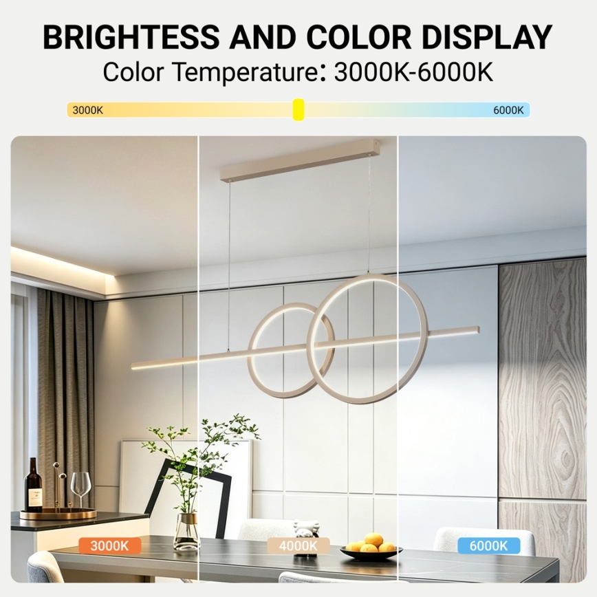 BRILAGI - LED Stmievateľný luster na lane SIGNATURE LED/53W/230V 3000-6000K 120 cm béžový + diaľkové ovládanie
