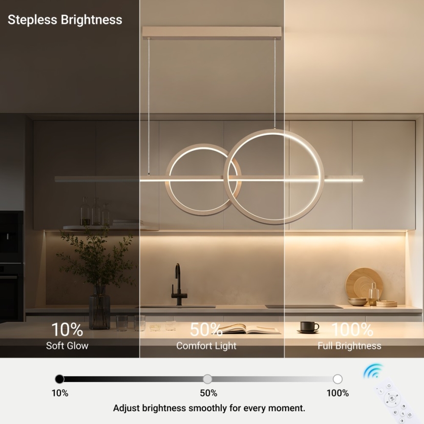 BRILAGI - LED Stmievateľný luster na lane SIGNATURE LED/53W/230V 3000-6000K 120 cm béžový + diaľkové ovládanie