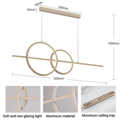 BRILAGI - LED Stmievateľný luster na lane SIGNATURE LED/53W/230V 3000-6000K 120 cm béžový + diaľkové ovládanie