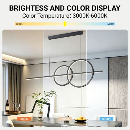 BRILAGI - LED Stmievateľný luster na lanku SIGNATURE LED/53W/230V 3000-6000K 120 cm čierna + diaľkové ovládanie