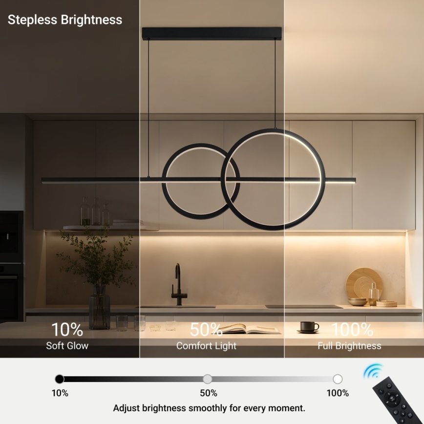 BRILAGI - LED Stmievateľný luster na lanku SIGNATURE LED/53W/230V 3000-6000K 120 cm čierna + diaľkové ovládanie