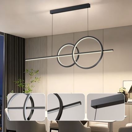 BRILAGI - LED Stmievateľný luster na lanku SIGNATURE LED/53W/230V 3000-6000K 120 cm čierna + diaľkové ovládanie