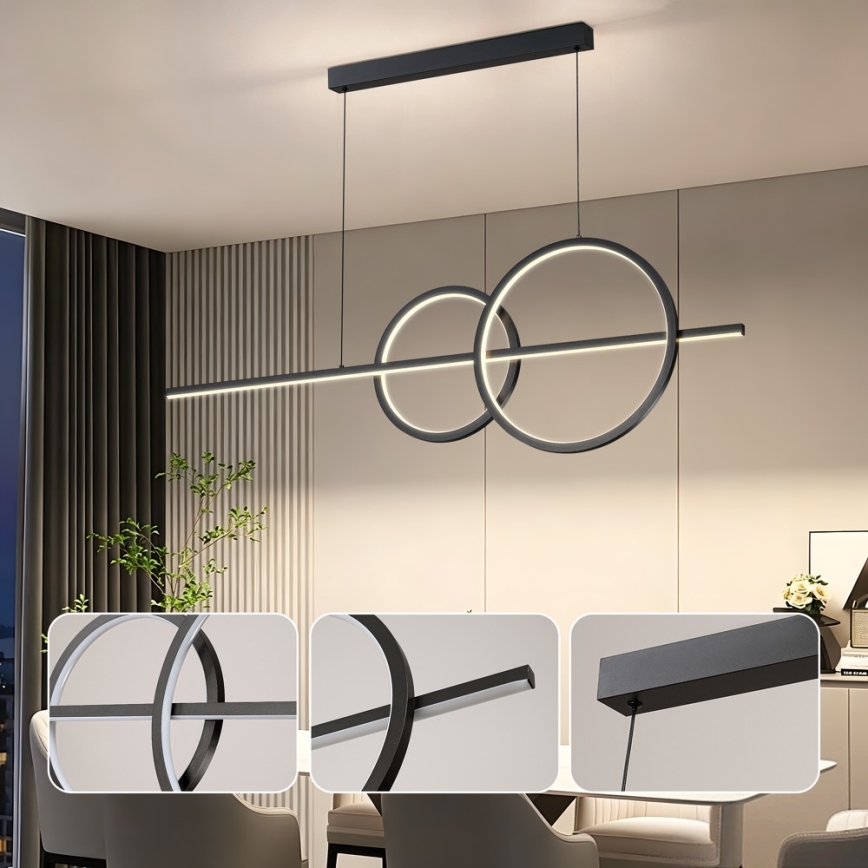 BRILAGI - LED Stmievateľný luster na lanku SIGNATURE LED/53W/230V 3000-6000K 120 cm čierna + diaľkové ovládanie