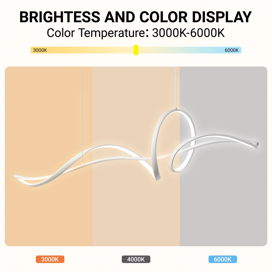 Brilagi - SIGNATURE LED stmievateľný luster na lanku LED/55W/230V 3000-6000K 120x23 cm biela + diaľkové ovládanie
