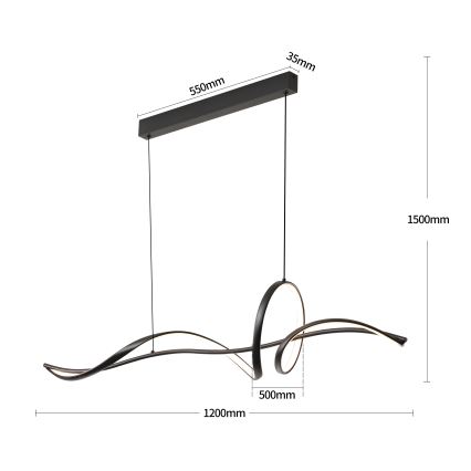 Brilagi - Stmievateľný LED závesný luster SIGNATURE LED/55W/230V 3000-6000K 120x23 cm čierny + diaľkové ovládanie