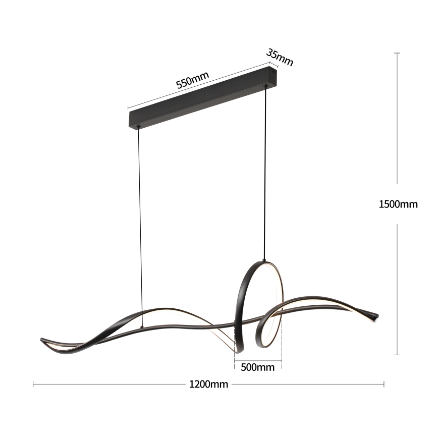 Brilagi - Stmievateľný LED závesný luster SIGNATURE LED/55W/230V 3000-6000K 120x23 cm čierny + diaľkové ovládanie