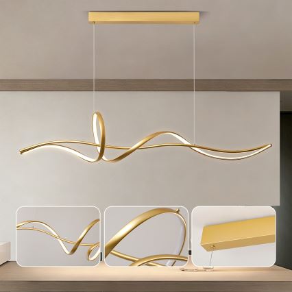 BRILAGI - LED stmievateľný luster na lane SIGNATURE LED/55W/230V 3000-6000K 120x23 cm zlatý + diaľkové ovládanie