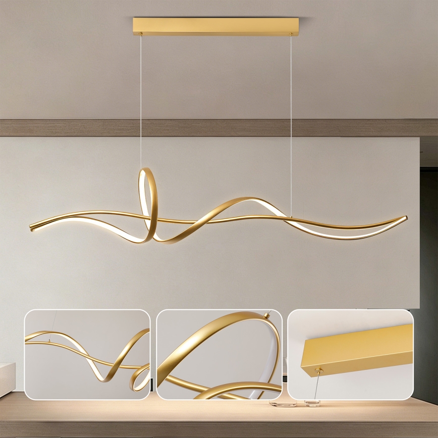 BRILAGI - LED stmievateľný luster na lane SIGNATURE LED/55W/230V 3000-6000K 120x23 cm zlatý + diaľkové ovládanie