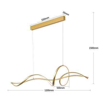 Brilagi - LED stmievateľný luster na lane SIGNATURE LED/55W/230V 3000-6000K 120x23 cm zlatý + diaľkové ovládanie
