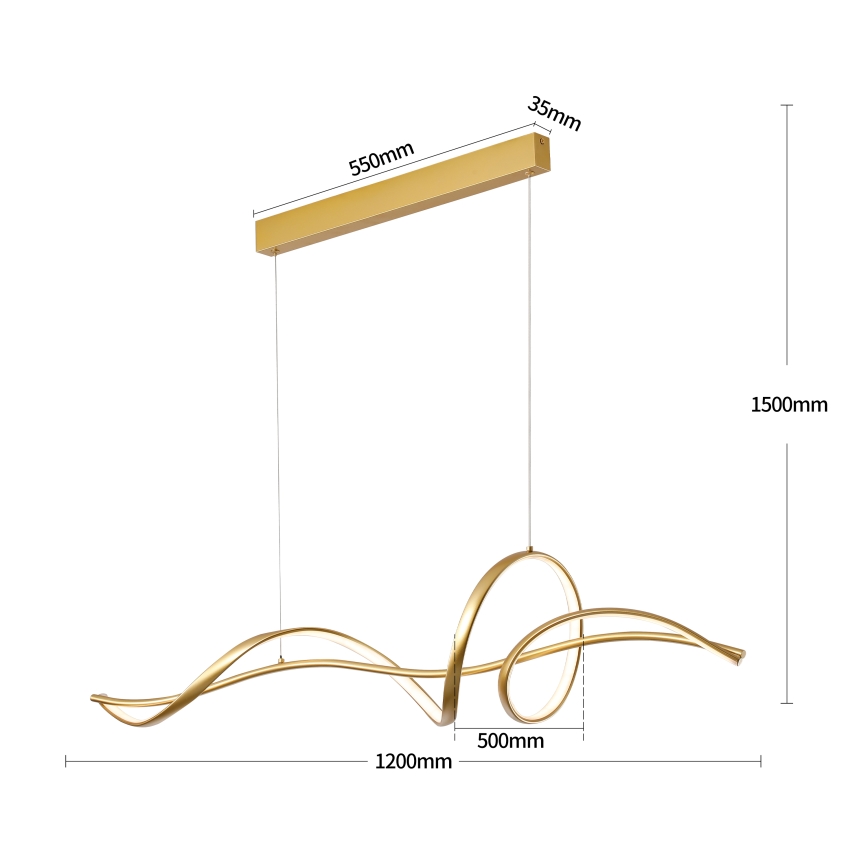 Brilagi - LED stmievateľný luster na lane SIGNATURE LED/55W/230V 3000-6000K 120x23 cm zlatý + diaľkové ovládanie