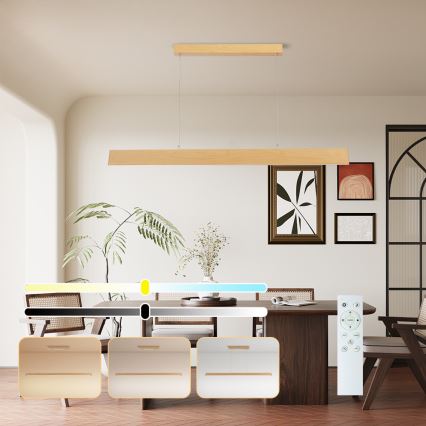 Brilagi - LED stmievateľný luster na lanku SLIMLINE LED/40W/230V 3000-6000K dubový dekor + diaľkové ovládanie