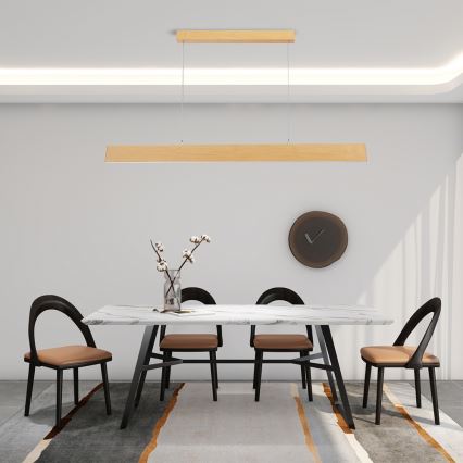 Brilagi - LED stmievateľný luster na lanku SLIMLINE LED/40W/230V 3000-6000K dubový dekor + diaľkové ovládanie