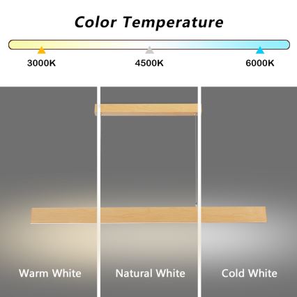 Brilagi - LED stmievateľný luster na lanku SLIMLINE LED/40W/230V 3000-6000K dubový dekor + diaľkové ovládanie