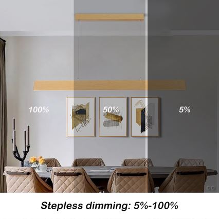 Brilagi - LED stmievateľný luster na lanku SLIMLINE LED/40W/230V 3000-6000K dubový dekor + diaľkové ovládanie