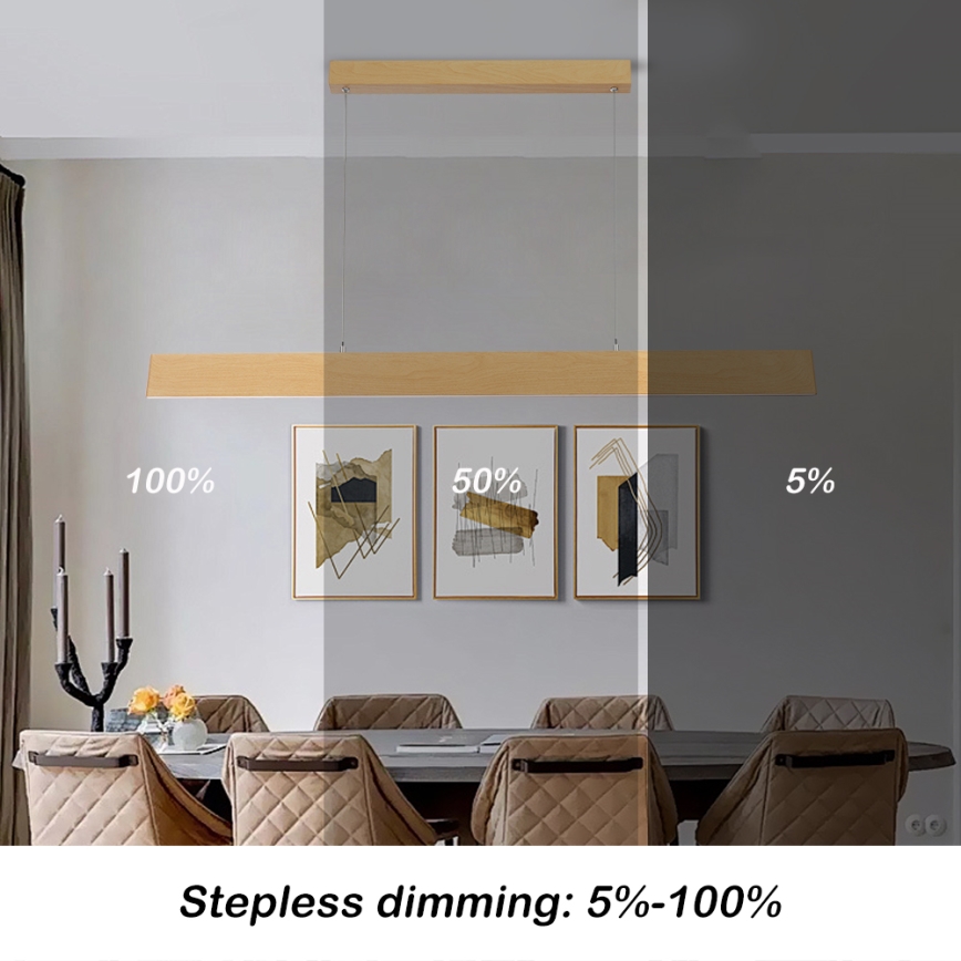 Brilagi - LED stmievateľný luster na lanku SLIMLINE LED/40W/230V 3000-6000K dubový dekor + diaľkové ovládanie