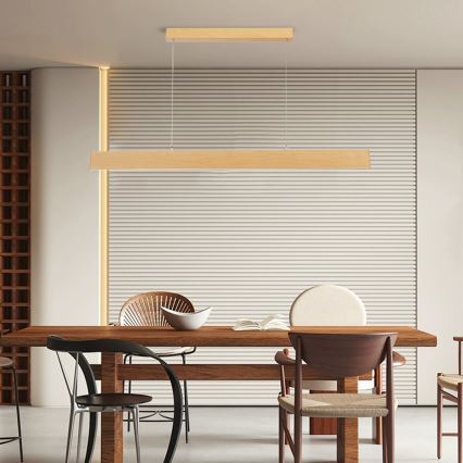 Brilagi - LED stmievateľný luster na lanku SLIMLINE LED/40W/230V 3000-6000K dubový dekor + diaľkové ovládanie