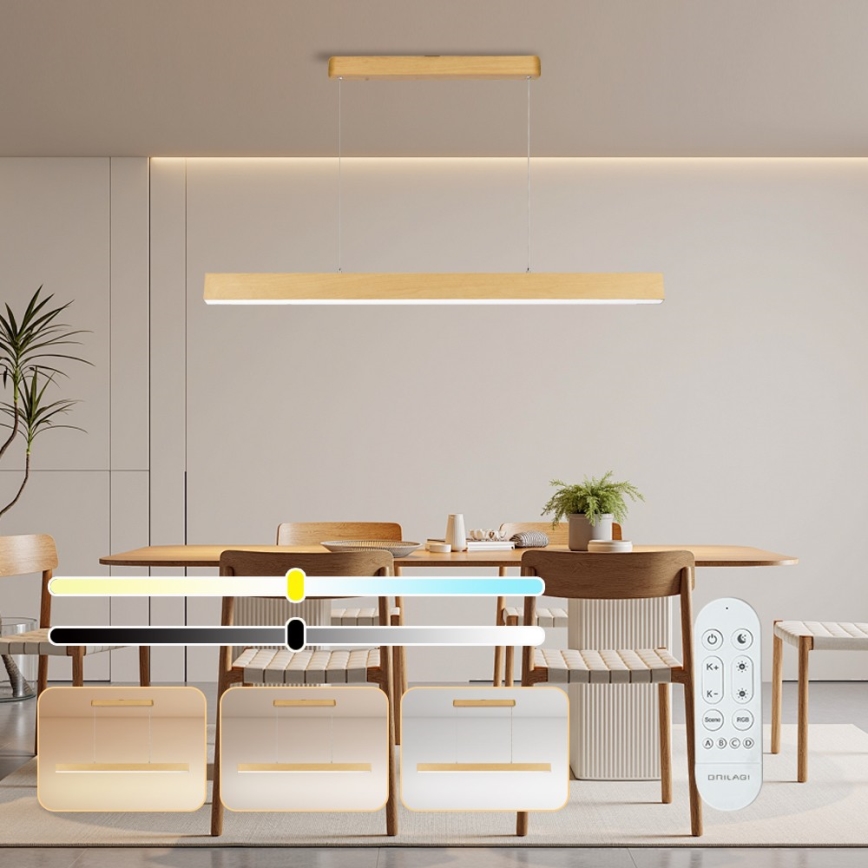 Brilagi - stmievateľný LED luster SLEEKLINE SMART LED/40W/230V Wi-Fi Tuya dubový dekor + diaľkové ovládanie