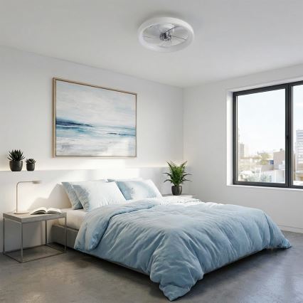 Brilagi - LED stmievateľný stropný ventilátor LED/34W/230V pr. 50 cm biely + diaľkové ovládanie