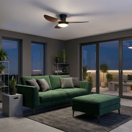 Brilagi - LED stmievateľný stropný ventilátor LED/38W/230V 3000-6500K pr. 100 cm čierna/hnedá + diaľkové ovládanie