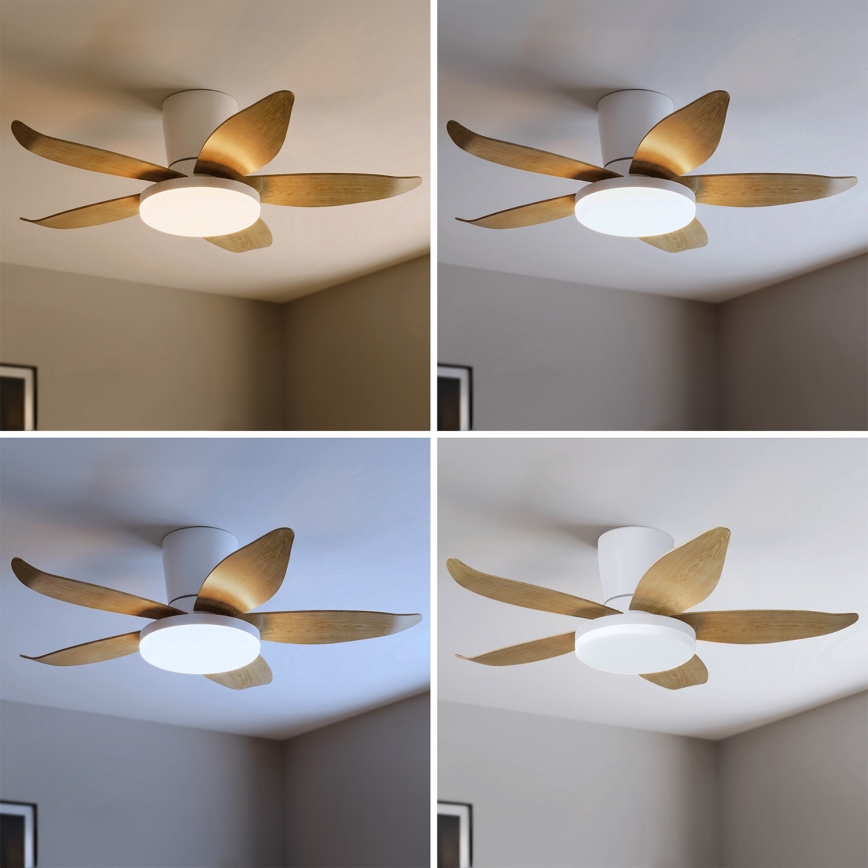 Brilagi - LED Stmievateľný stropný ventilátor LED/32W/230V 95 cm biela/hnedá + diaľkové ovládanie