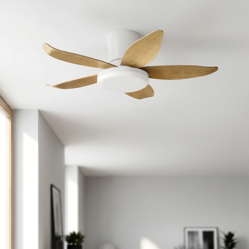 Brilagi - LED Stmievateľný stropný ventilátor LED/32W/230V 95 cm biela/hnedá + diaľkové ovládanie