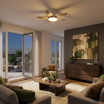 Brilagi - LED Stmievateľný stropný ventilátor LED/32W/230V 95 cm biela/hnedá + diaľkové ovládanie