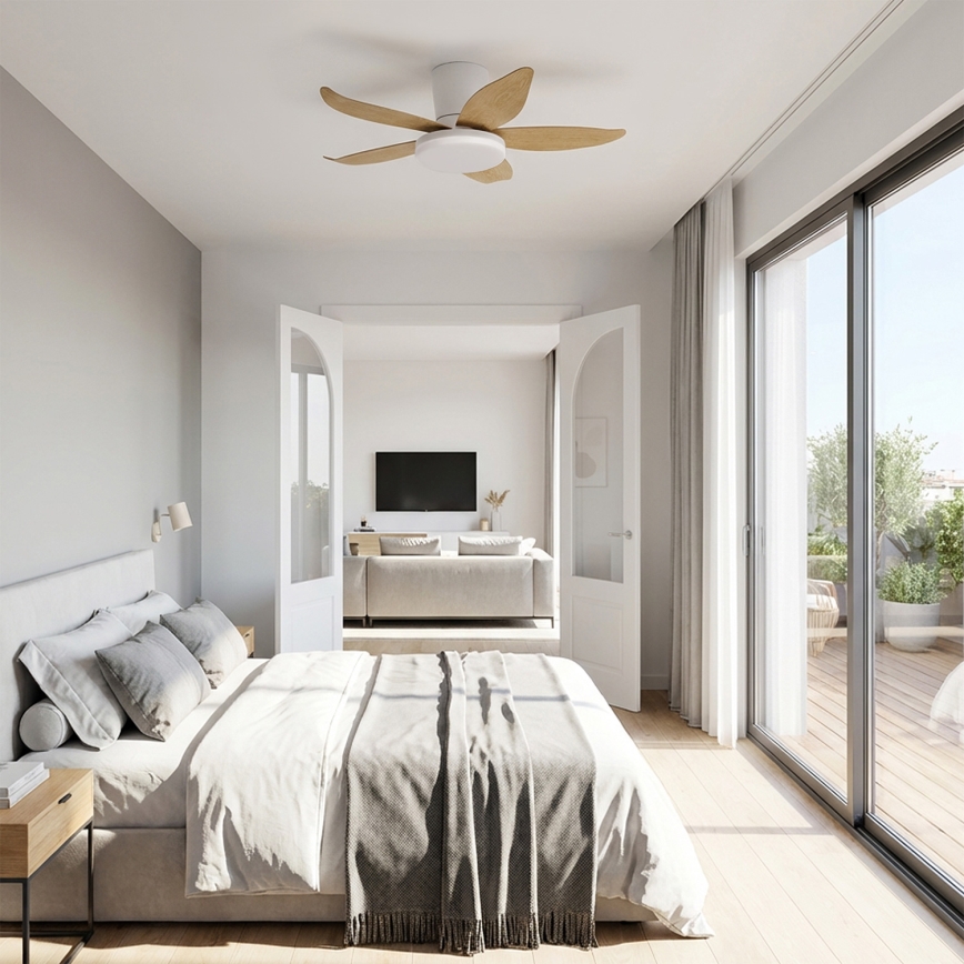 Brilagi - LED Stmievateľný stropný ventilátor LED/32W/230V 95 cm biela/hnedá + diaľkové ovládanie