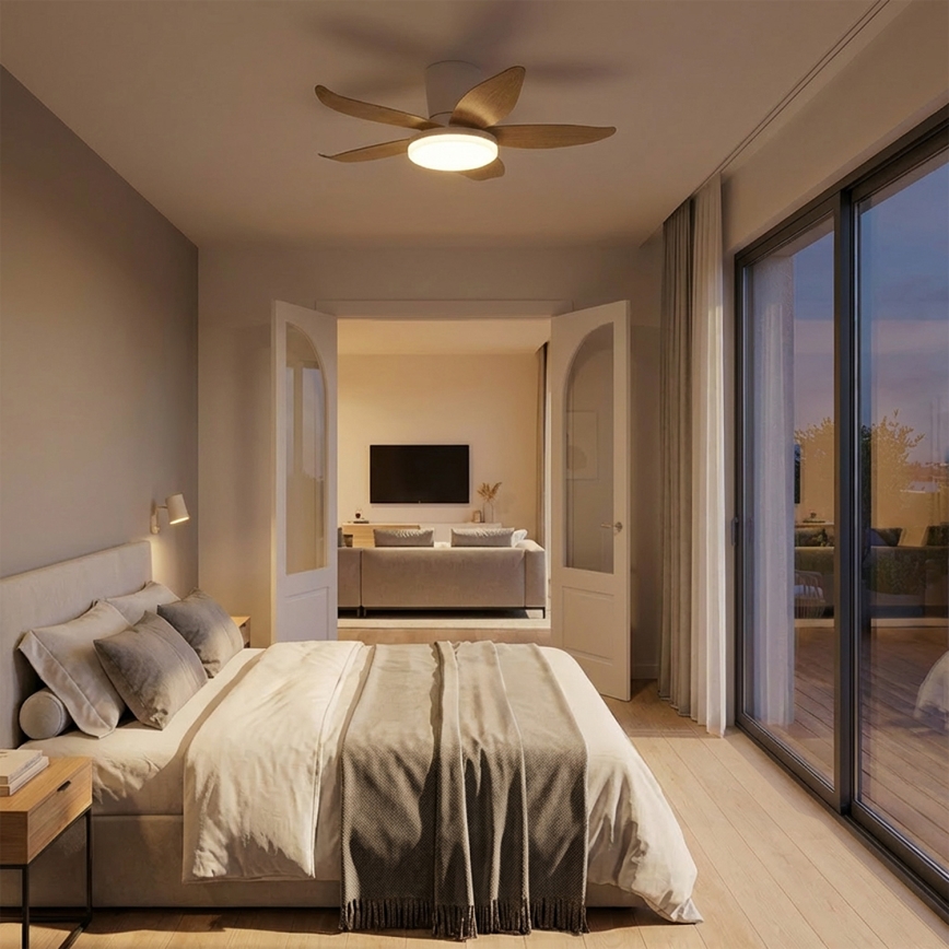 Brilagi - LED Stmievateľný stropný ventilátor LED/32W/230V 95 cm biela/hnedá + diaľkové ovládanie