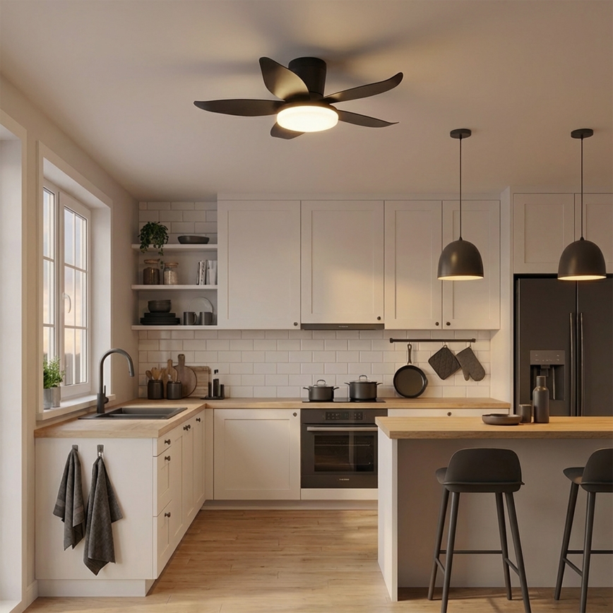 Brilagi - stmievateľný LED stropný ventilátor 32W/230V, priemer 95 cm, čierny + diaľkové ovládanie