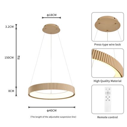 Brilagi - LED stmievateľný luster na lanku FALCON MODERN LED/30W/230V 3000-6500K 40 cm béžový + diaľkové ovládanie