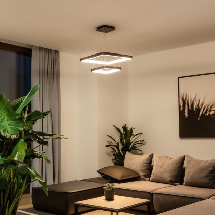 Brilagi - LED Stmievateľný luster na lanku FALCON SLIM LED/78W/230V 3000-6500K 50x50 cm čierna + diaľkové ovládanie