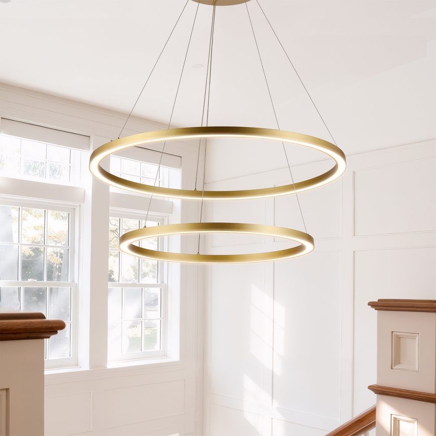 Brilagi - LED stmievateľný luster na lankách PORTOFINO LED/98W/230V 3000-6000K pr. 80 cm zlatý + diaľkové ovládanie