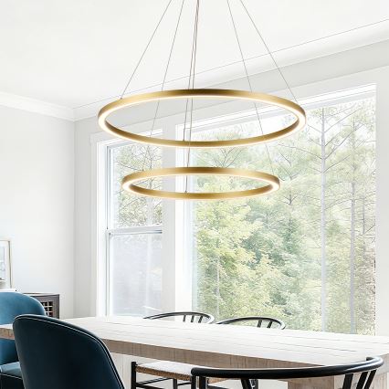 Brilagi - LED stmievateľný luster na lankách PORTOFINO LED/98W/230V 3000-6000K pr. 80 cm zlatý + diaľkové ovládanie