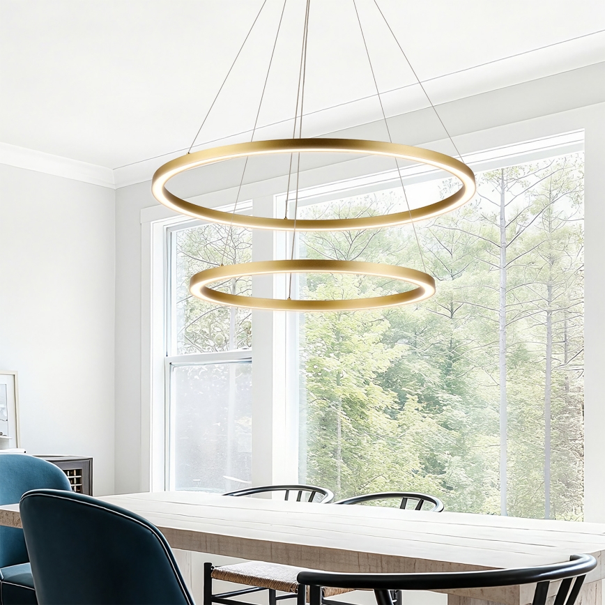 Brilagi - LED stmievateľný luster na lankách PORTOFINO LED/98W/230V 3000-6000K pr. 80 cm zlatý + diaľkové ovládanie