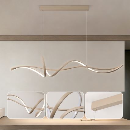 BRILAGI - LED stmievateľný luster na lane SIGNATURE LED/55W/230V 3000-6000K 120x23 cm béžový + diaľkové ovládanie
