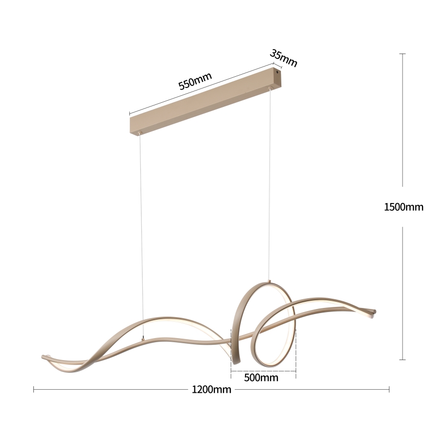 Brilagi - LED stmievateľný luster na lane SIGNATURE LED/55W/230V 3000-6000K 120x23 cm béžový + diaľkové ovládanie
