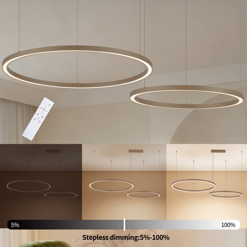 Brilagi - LED Stmievateľný luster na lanku PORTOFINO LED/98W/230V 3000-6000K béžová + diaľkové ovládanie