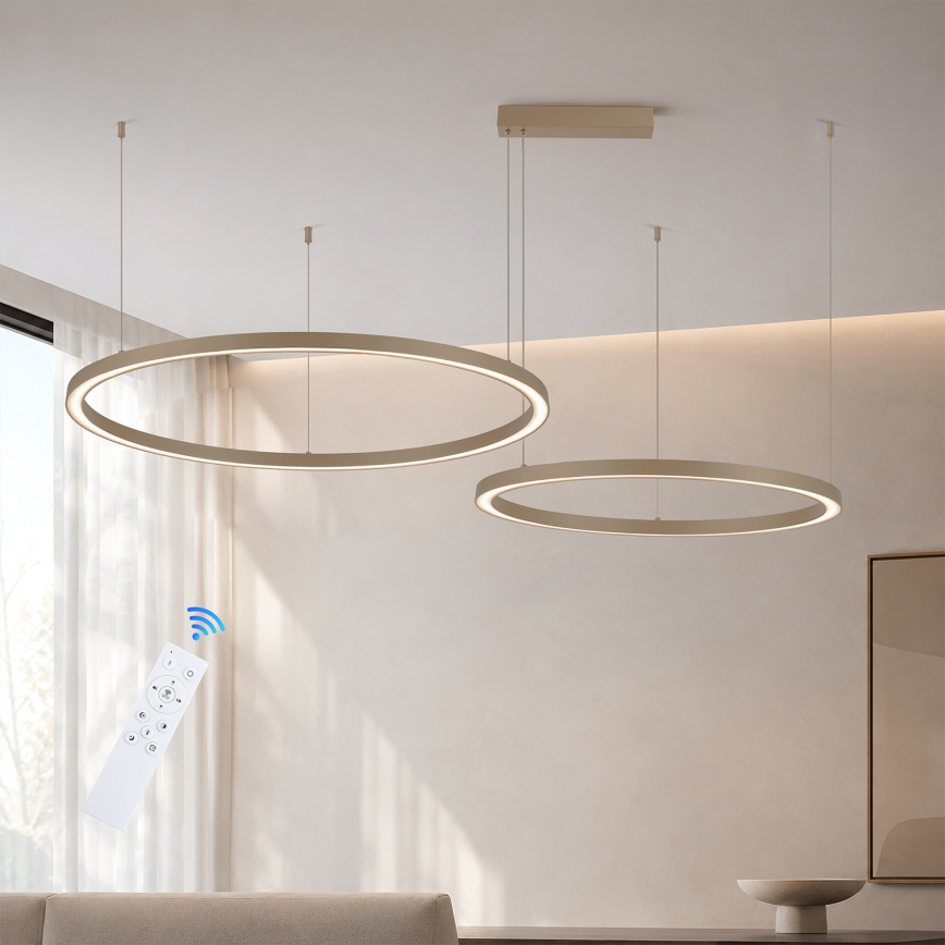 Brilagi - LED Stmievateľný luster na lanku PORTOFINO LED/98W/230V 3000-6000K béžová + diaľkové ovládanie