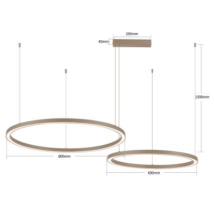 Brilagi - LED Stmievateľný luster na lanku PORTOFINO LED/98W/230V 3000-6000K béžová + diaľkové ovládanie