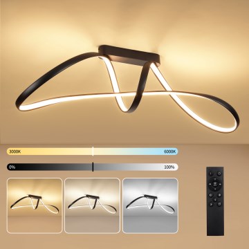 Brilagi - Stmievateľný prisadený LED luster TWISTER LED/60W/230V 3000-6000K čierna + diaľkové ovládanie