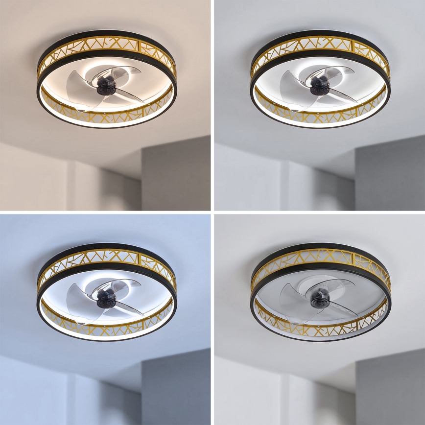 Brilagi - LED stmievateľný stropný ventilátor LED/34W/230V 50 cm čierna/zlatá + diaľkové ovládanie
