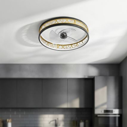 Brilagi - LED stmievateľný stropný ventilátor LED/34W/230V 50 cm čierna/zlatá + diaľkové ovládanie