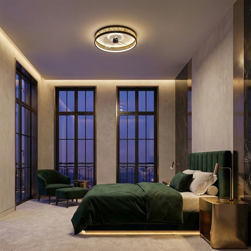 Brilagi - LED stmievateľný stropný ventilátor LED/34W/230V 50 cm čierna/zlatá + diaľkové ovládanie