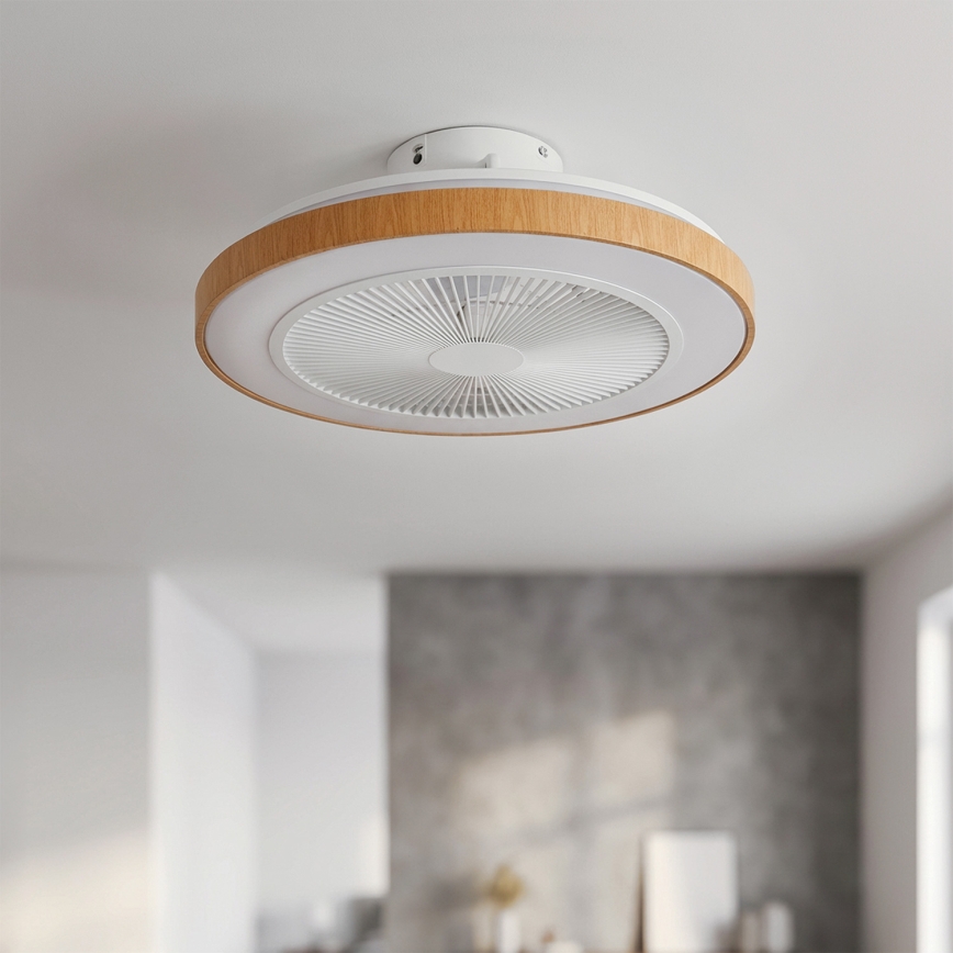 Brilagi - stmievateľný LED stropný ventilátor LED/38W/230V 3000–6500K priemer 50 cm biela/hnedá + diaľkové ovládanie