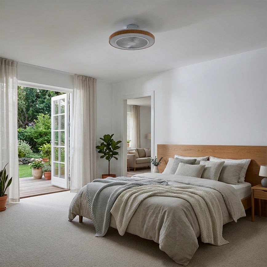 Brilagi - stmievateľný LED stropný ventilátor LED/38W/230V 3000–6500K priemer 50 cm biela/hnedá + diaľkové ovládanie