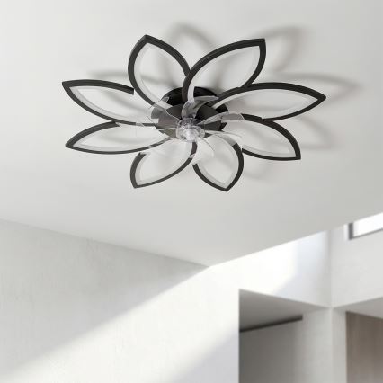 Brilagi - LED stlmiteľný stropný ventilátor LED/43W/230V pr. 90 cm čierna + diaľkový ovládač