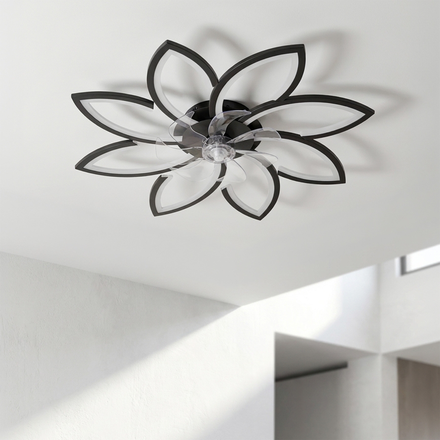 Brilagi - LED stlmiteľný stropný ventilátor LED/43W/230V pr. 90 cm čierna + diaľkový ovládač
