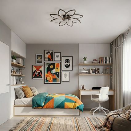 Brilagi - LED stlmiteľný stropný ventilátor LED/43W/230V pr. 90 cm čierna + diaľkový ovládač