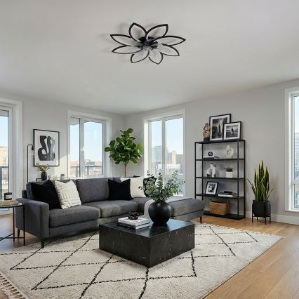 Brilagi - LED stlmiteľný stropný ventilátor LED/43W/230V pr. 90 cm čierna + diaľkový ovládač